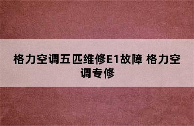 格力空调五匹维修E1故障 格力空调专修